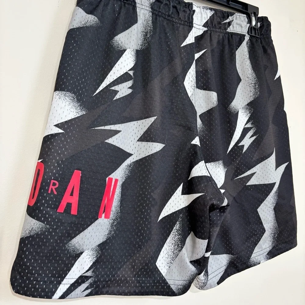 Nike Jordan Mens S Jumpman Air Tribal Printed Black Gray Pull On Mesh Shorts